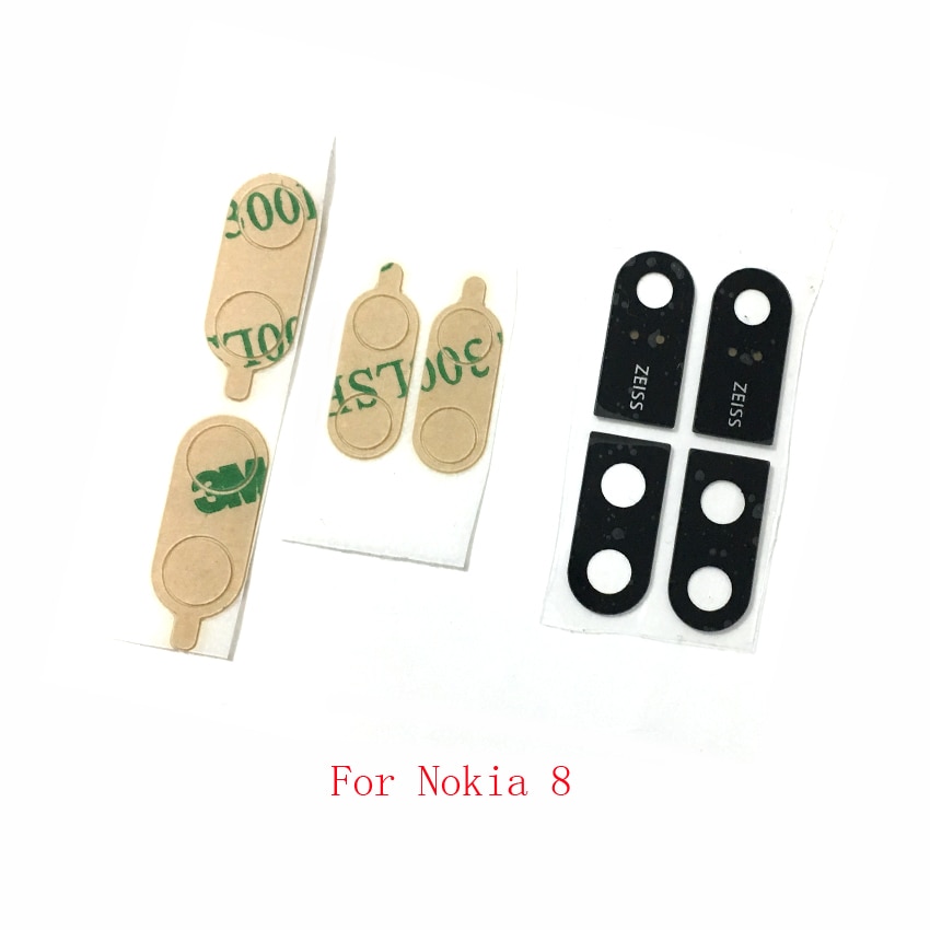 2pcs lentille en verre de caméra pour Nokia 8 couvercle en verre de caméra Bcak arrière avec pièces adhésives autocollantes