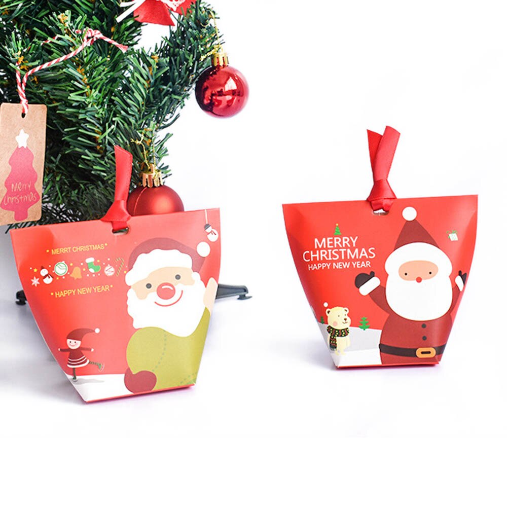 12 teile/satz Weihnachten Kasten Apfel Kasten Weihnachten Dekoration Für Heimat Santa Claus aufbringen Leder Seil Süssigkeit Papier Tasche