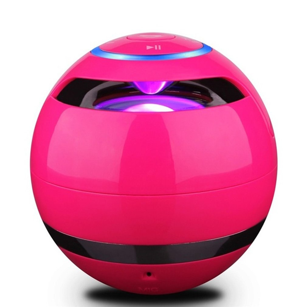 Ball Bluetooth Speaker With LED Light Portable Wireless Mini Speaker Subwoofer With Mic FM Multicolored Ball with Light Speaker: Pink