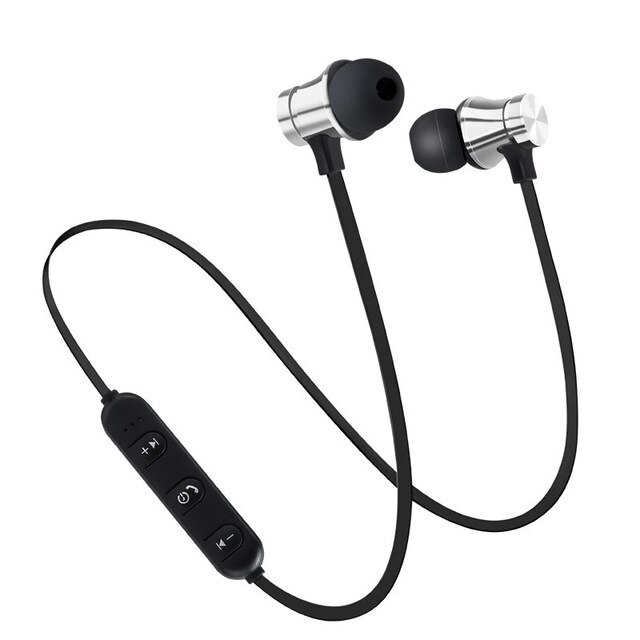 Auriculares deportivos con Bluetooth, manos libres, magnéticos, con micrófono, para iPhone, Xiaomi, Android, LG: Silver