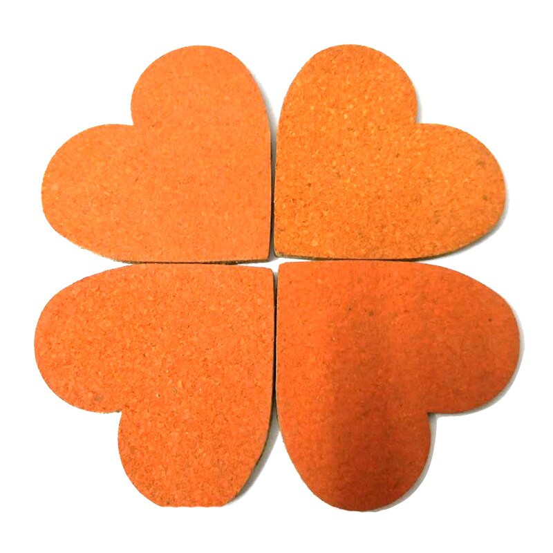 4 Stks/set Hart Sharp Oranje Kurk Hout Prikbord Phellem Kurk Houten Bulletin Board Enkele Zachte Houten Muur Board Met sticker
