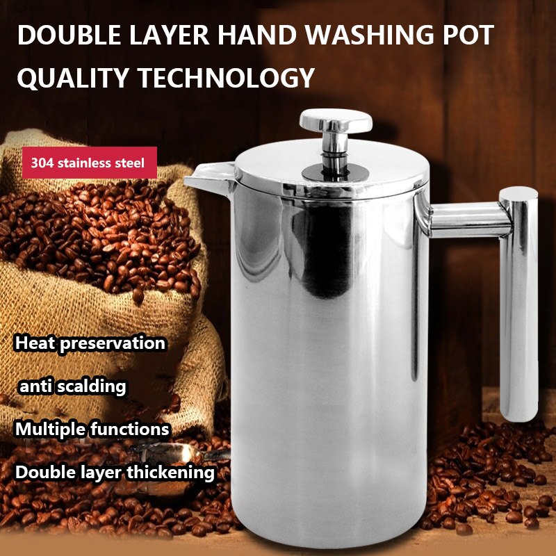 350Ml 800Ml 1000Ml Filter Koffiepot Dubbele Thermische Isolatie Thee Pot Filter Pers Pot Roestvrij Staal Europese pot Thee Set