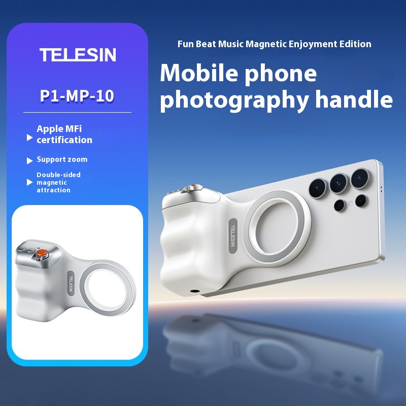 TELESIN Magnetischer Telefonkamera-Shooting-Handgriff mit Bluetooth-Auslöser-Fernbedienungsgriff für iPhone 16 15 14 HUAWEI VIVO Vlog Selfie