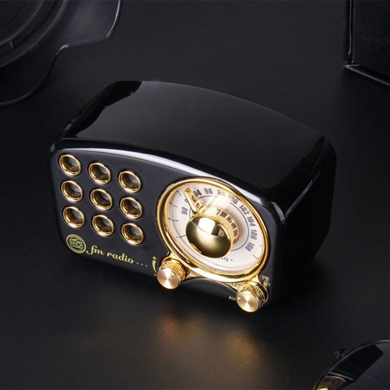 -Classical Retro Radio Portable Mini Wood FM SD MP3 Radio Stereo Bluetooth Radio Speaker AUX USB Rechargeable Radio
