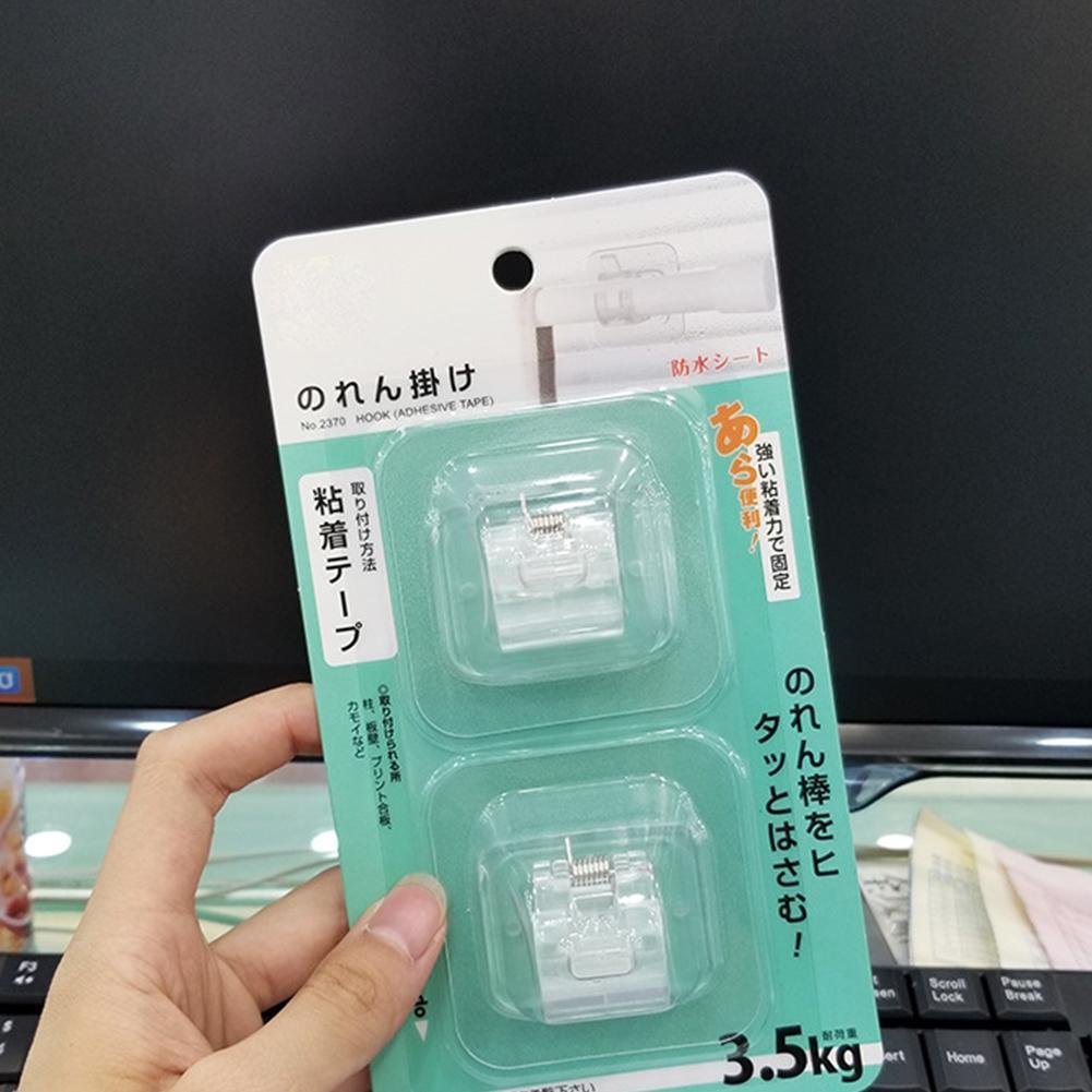 2 Pcs Hanging Curtain Hanging Rod Clamp Hooks Bathroom Shower Curtain Rod Fixed Clip Hanging Rack Hook With Clip Hook