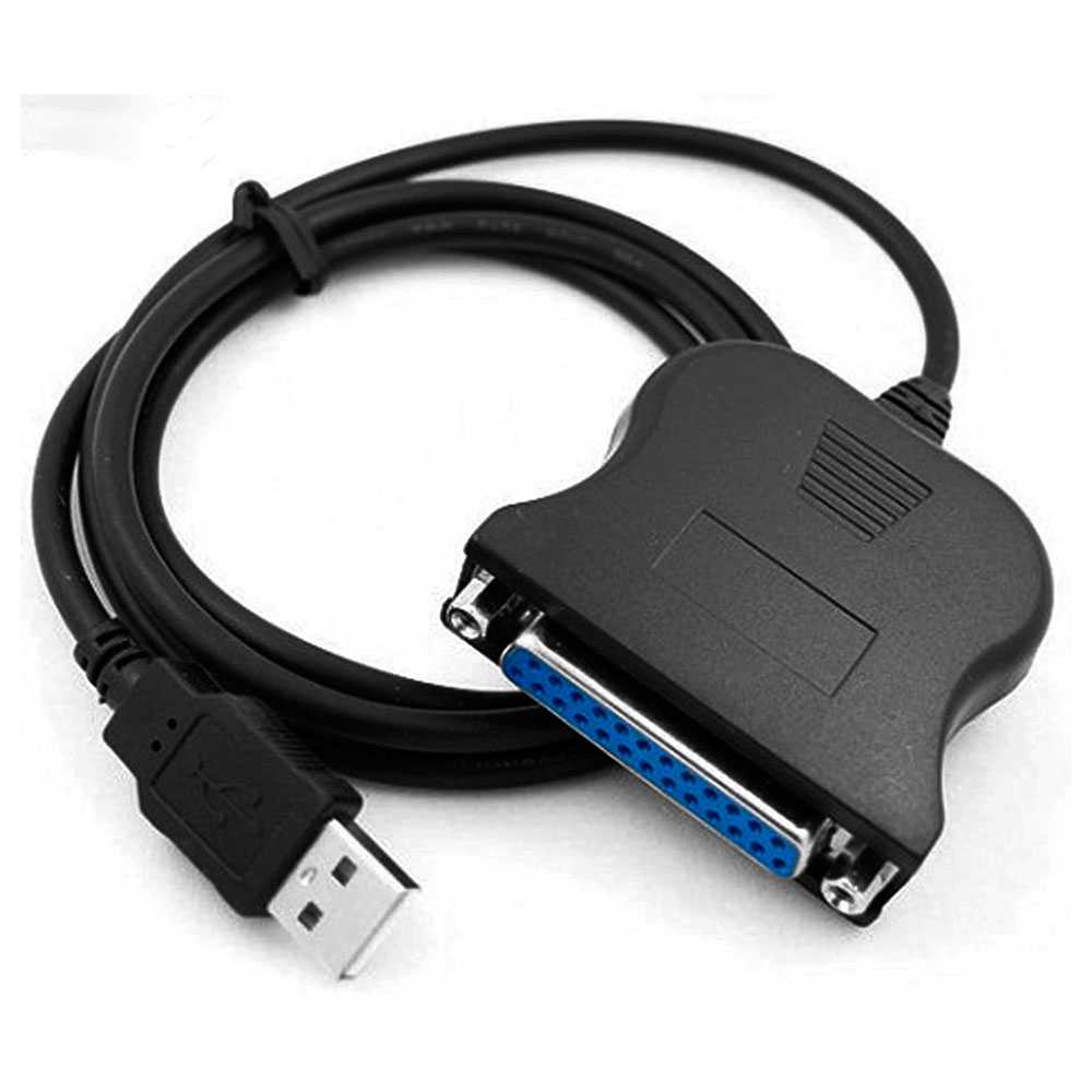 USB Type A Male to DB-25 Pin DB25 Female Parallel Port Cable Adapter D-Sub Dsub DB25 DB25F DB-25F Black for PC Printer