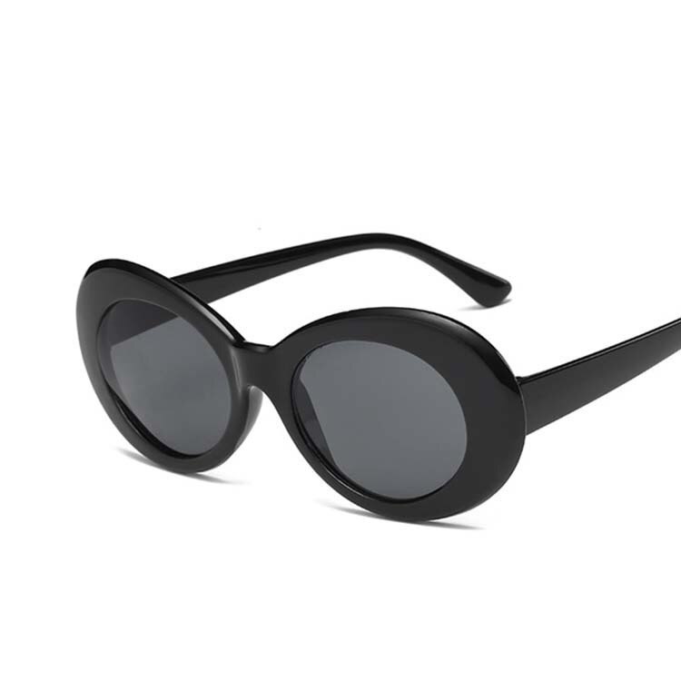Mærke vintage ovale solbriller kvinder retro klare linse briller runde solbriller til kvindelige damer oculos de sol: Sort grå