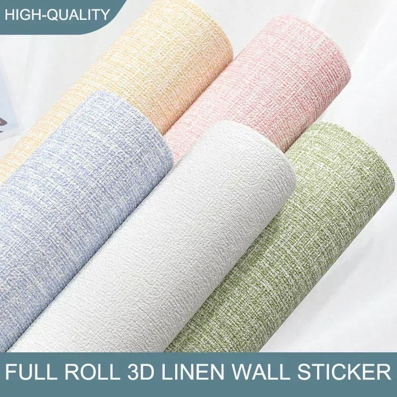 Adhesivo de pared de lino autoadhesivo, papel tapiz, Panel de revestimiento de paredes impermeable para sala de estar, baño, dormitorio, decoración Interior