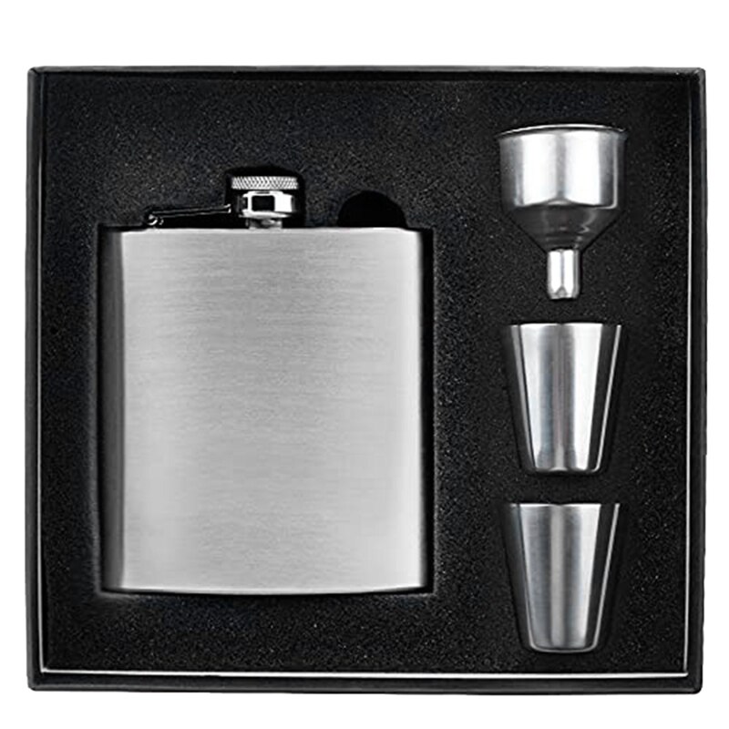 Scale Classic Hip Flask 8 Oz With Funnel Leak Proof, Stainless Steel Flask For Liquor For Men Flask Great: Silver