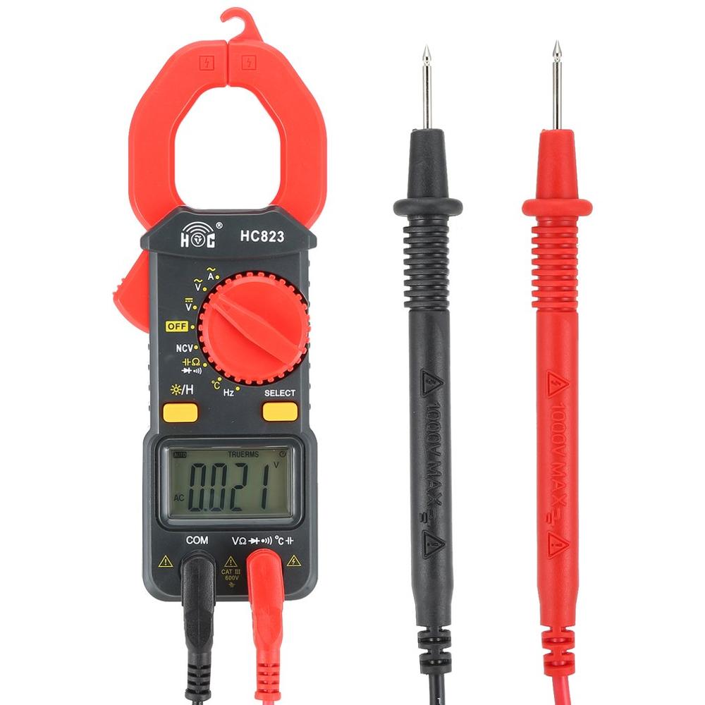 HC823 Digital Clamp Meter Mini Ammeter Clamp Multimeter Small Current Meter Voltage Current Resistance Capacitance Tester