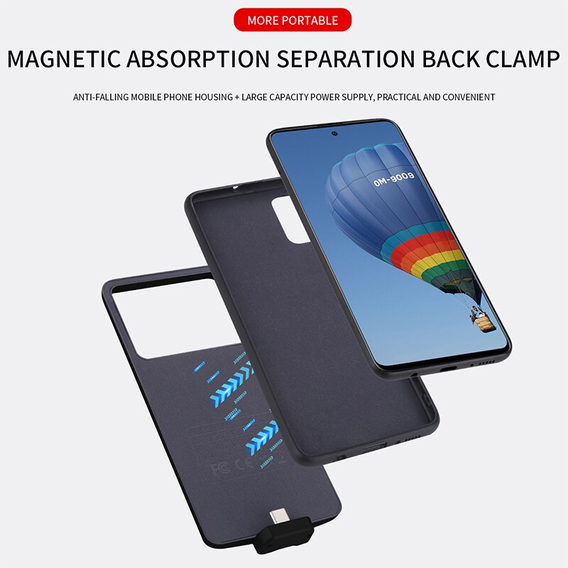 5000mah Battery Charger Case For Samsung Galaxy A71 5G Power Bank Charging Case 5000 mAh Battery Case for Samsung A71 5G Black