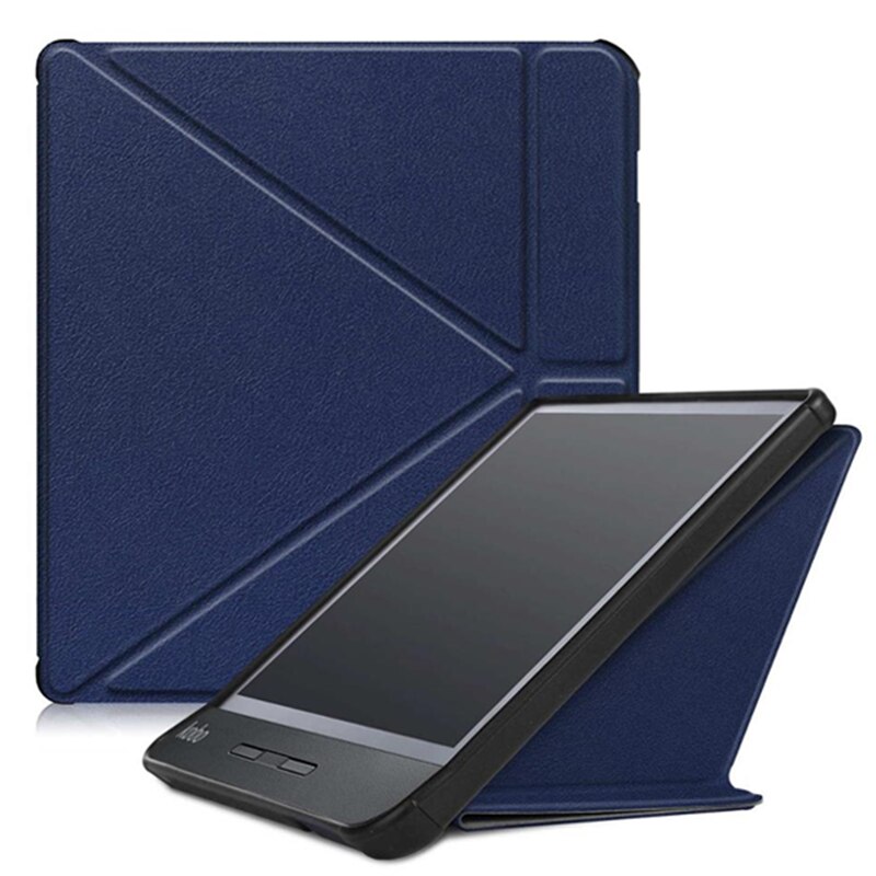 Case Voor Alle 7 "Kobo Libra H2O Ebooks Pu Lederen Multi-Angle Stand Cover Voor tolino Vision 5 Auto Sleep/Wake + Stylus: Marineblauw