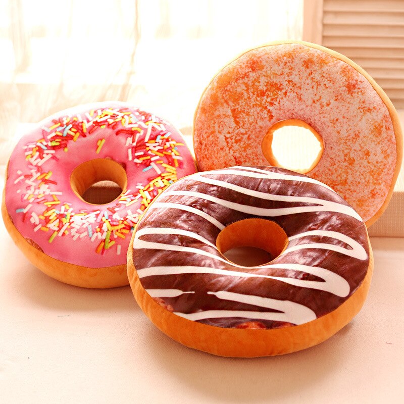 Funny Chocolate Donuts Sofa Seat Cushion Christmas Donuts Pillowcase Xmas Kid Toy Car Mats 40cm No Filling