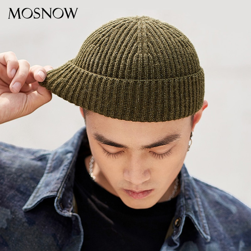 Unisex skullies mössa vinter mössor varma enfärgade stickade mössor casual manlig kort melon mössa utomhus herr mössa motorhuv