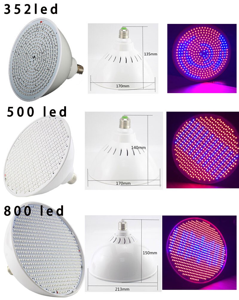 Poderoso 800 led planta cresce a luz interior de espectro completo hidroponia flor fito lâmpada tenda estufa growbox vegetal cultivar e27