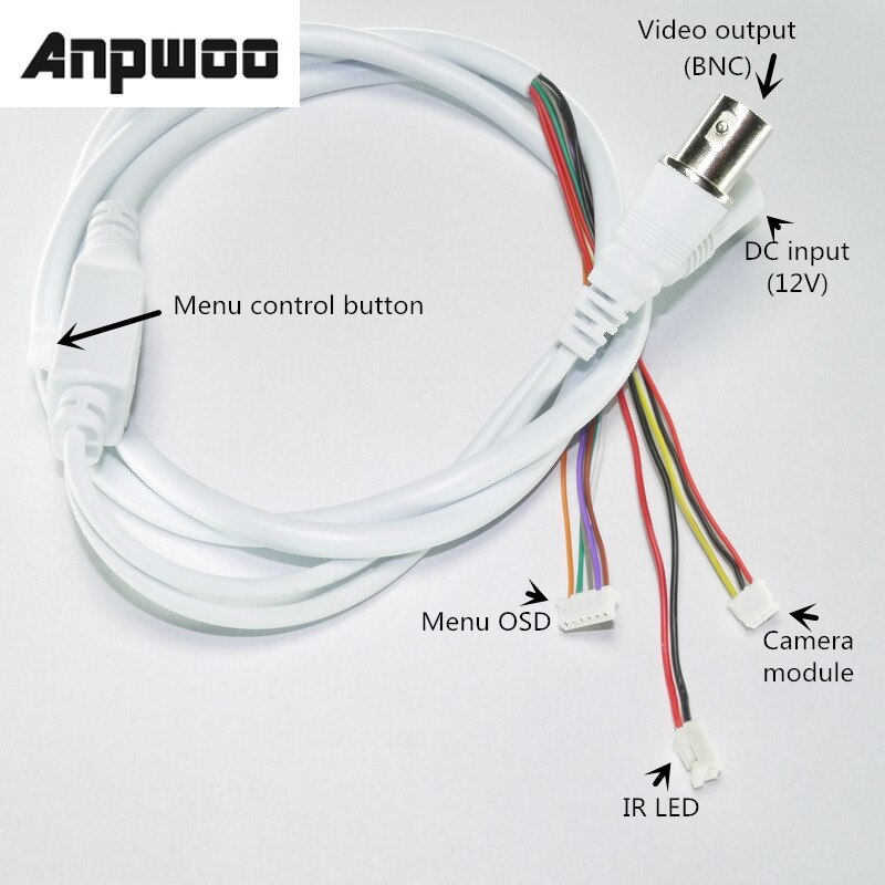 CCTV Camera 11-core Video Cable DC Input + BNC output + OSD Menu Button For CCTV Camera(6pin 1.25mm + 3pin 1.5mm + 2pin 2.0mm)