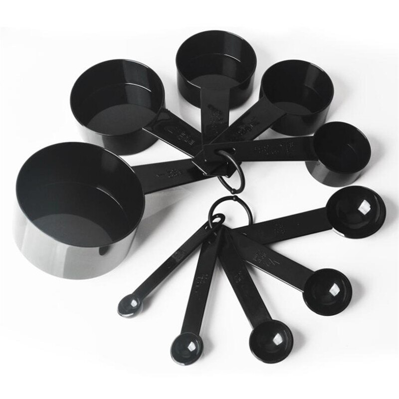 10pcs Black Plastic Measuring Cups Measuring Spoon Cooking Tools Mini Scales Spoons for Baking Coffee Tea Kitchen Gadgets