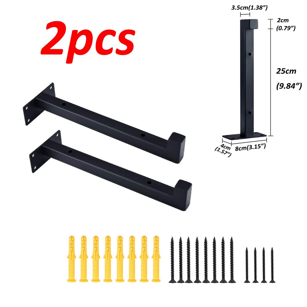 1/2/4pcs Black Industrial Iron Floating Bracket Heavy Duty Shelf Table Scaffold Board Wall Mounted Multifunctional Home Hardware: 2pcs 25cm