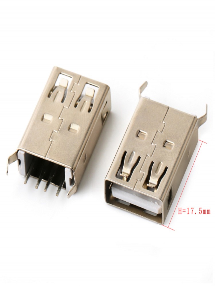 Prise USB Type A Femelle Verticale à 4 Broches, 100mm, 15mm, 180mm, 13.7mm, 17.5mm, Wild USB, 19.6 PCs, 20.5: Or