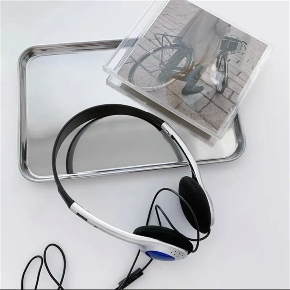 Retro Millennium Wind Headset, Y2K Personality Headphones, Over Ear Earbud, azul e preto, fashion, 3,5mm
