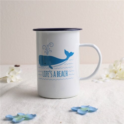 Cartoon Walvis Kinderen Kom Verdikte Emaille Kom Dessert Cake Tray Melk Cup: Gaokou cup (480ML)
