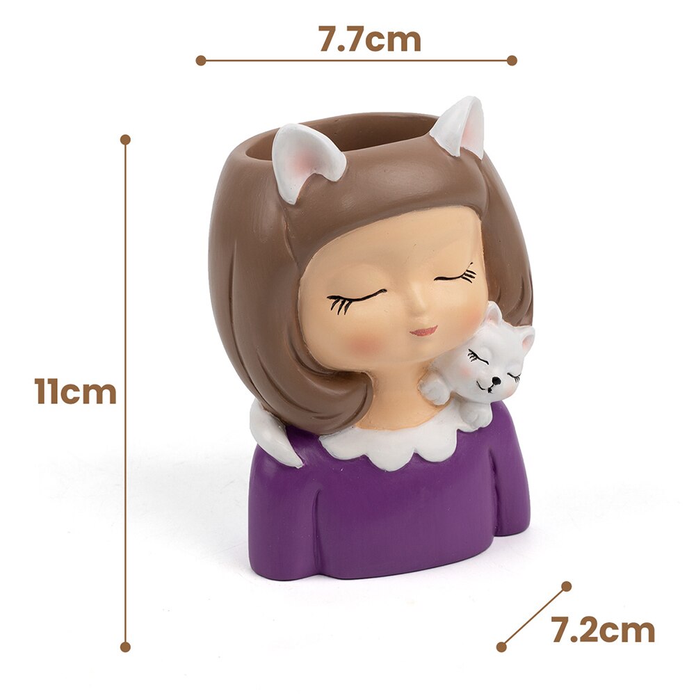 ESTATUILLA con cabeza para niña, maceta de resina para plantas suculentas, maceta para cultivo de plantas de jardín, adornos decorativos de Mesa para el hogar: I