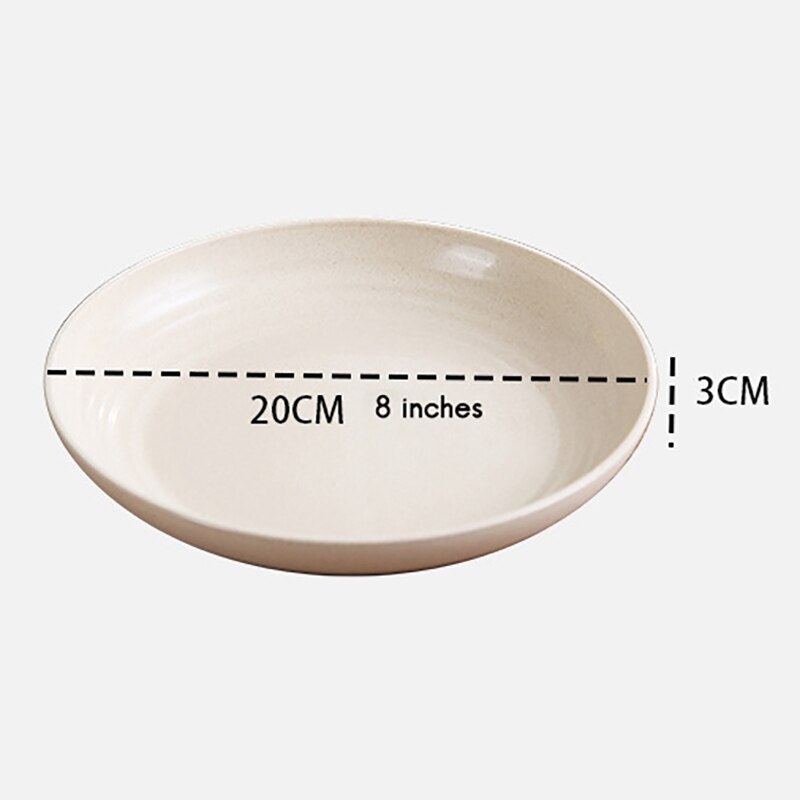 8PCS Wheat Straw Plate Set Dishes Lightweight Unbreakable Dinner Plates Dessert Home Picnic Salad