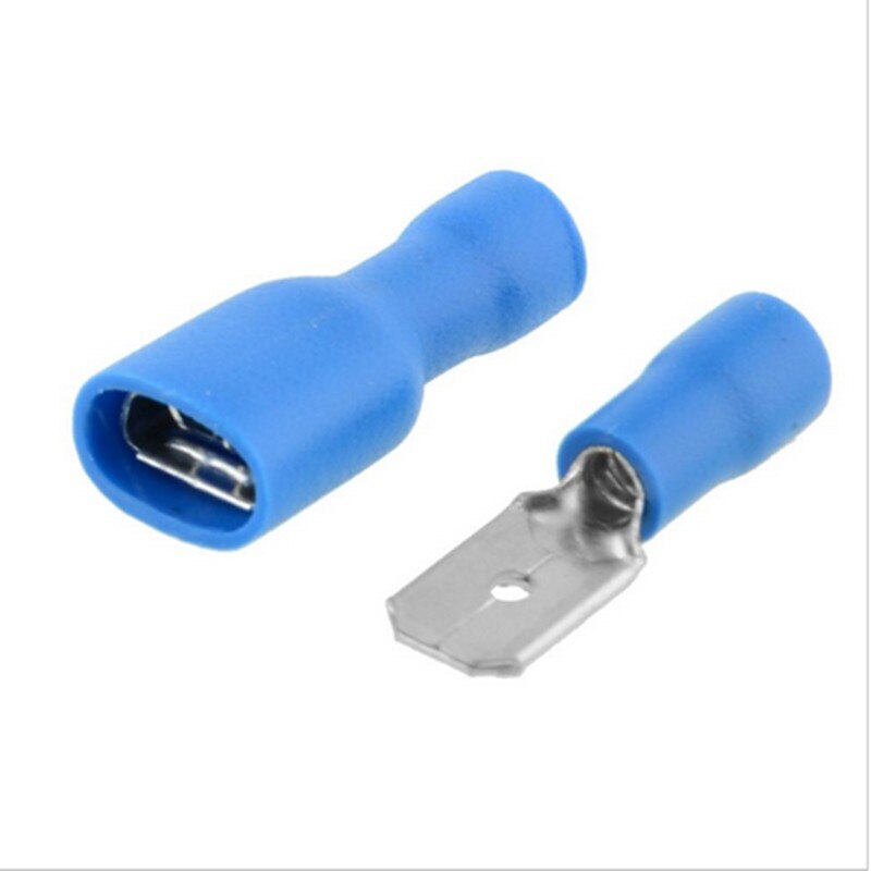 100PCS Spade Terminal Female Male Connector Lug Wire Butt Splice Electrical Crimp for Wire Crimp Connector Assortment: Blue 100PCS