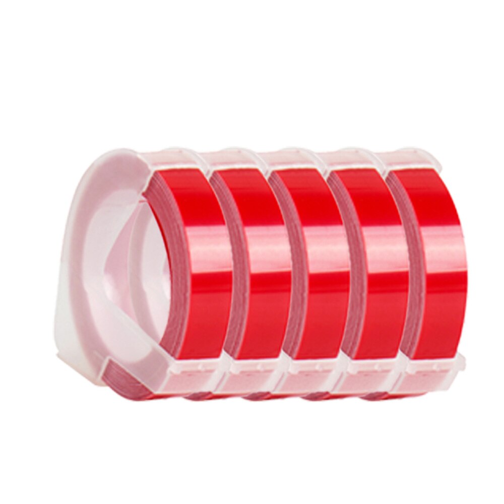 Dymo Label Maker Machine Replace MOTEX 3D Manual Typeweiter 1540B Embossing Label Printers for Embossing Tape Manual Labeller: 5pcs labels-red / 12mm