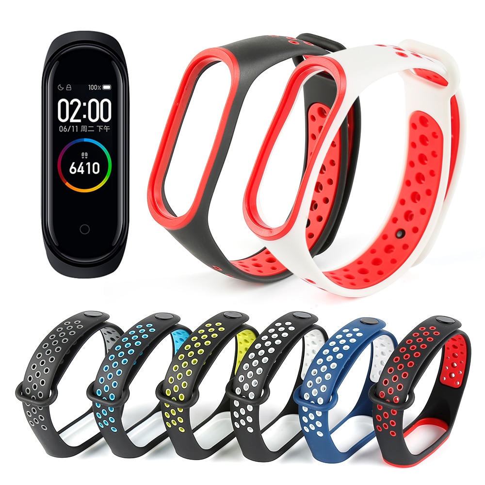 Silicone Strap for Xiaomi Mi Band 4 Colorful Straps for Bracelet 4 Wristband Sports Wristband Porou Breathable Replacement Strap