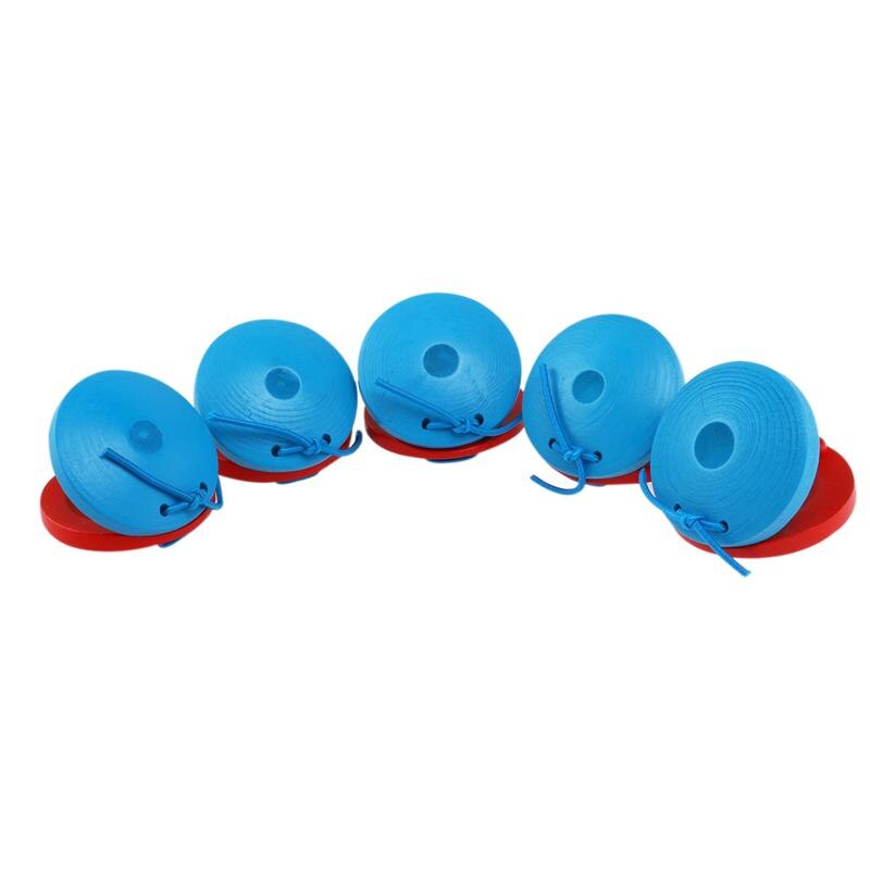 5 Pcs Baby Houten Ronde Castanet Muziekinstrument Speelgoed (Rood + Blauw)