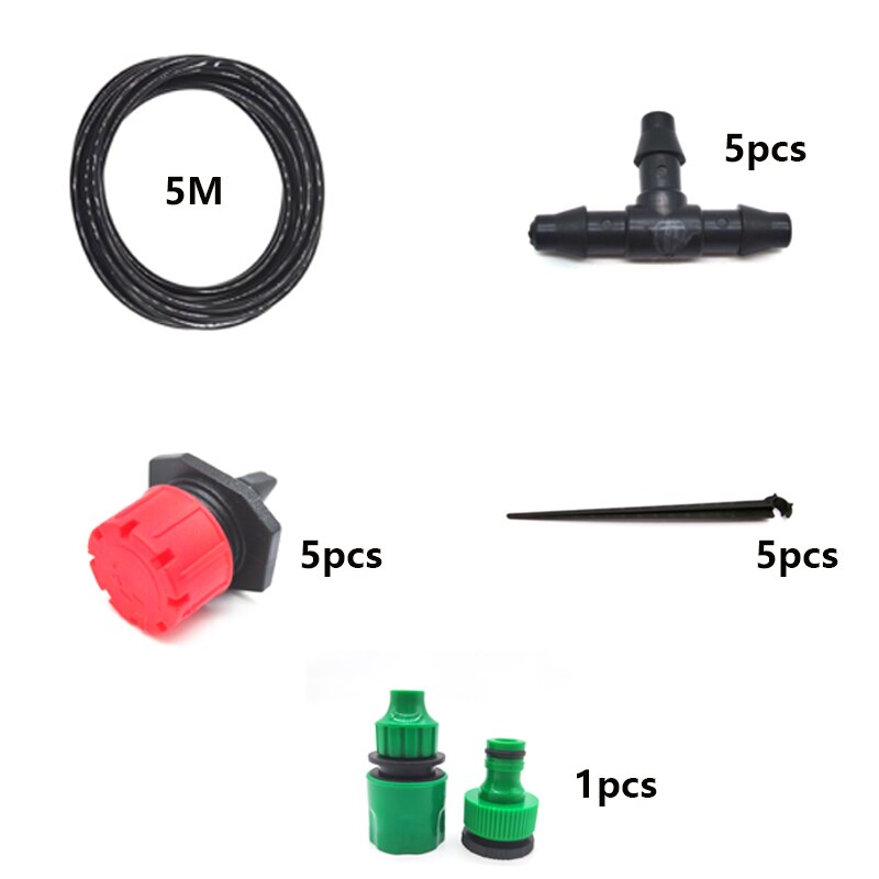 5m-20m diy drypp vanningsanlegg automatisk vanning hageslange mikro drypp vanning sett med justerbare drypper: 5m sett