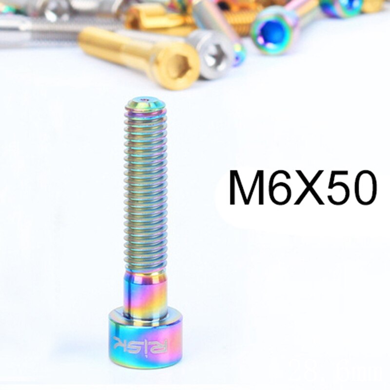 Risiko 1 stk  m6 x 30/35/40/50mm titan bolt for sykkel hodesett bolt 1 1/8 ti stamme hette bolt sykkel kolonne skrue sykkel hodesett deler: M650 flere