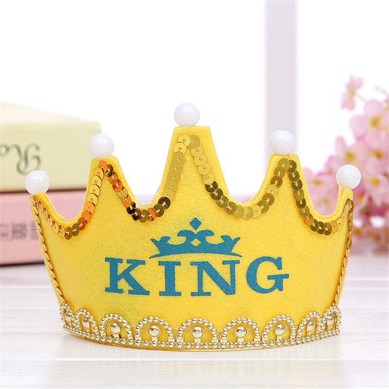 Baby børn voksen krone lys-up led blinkende blinkende pandebånd fest favoriserer fødselsdag prinsesse konge hår tilbehør: Gul konge