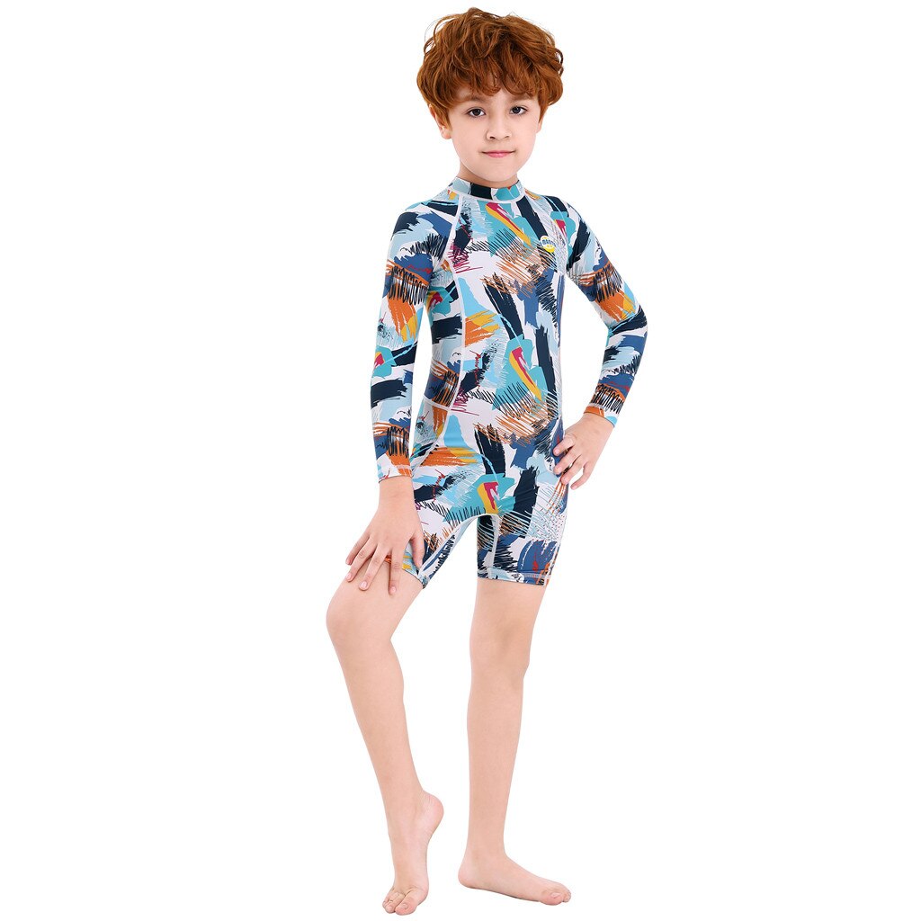 Zomer Kids Baby Meisjes Jongen Bescherming Een Stuk Zon Rash Guard Upf 50 + Badpak Wetsuit Beachwear Biquini Badpak: Blauw / S