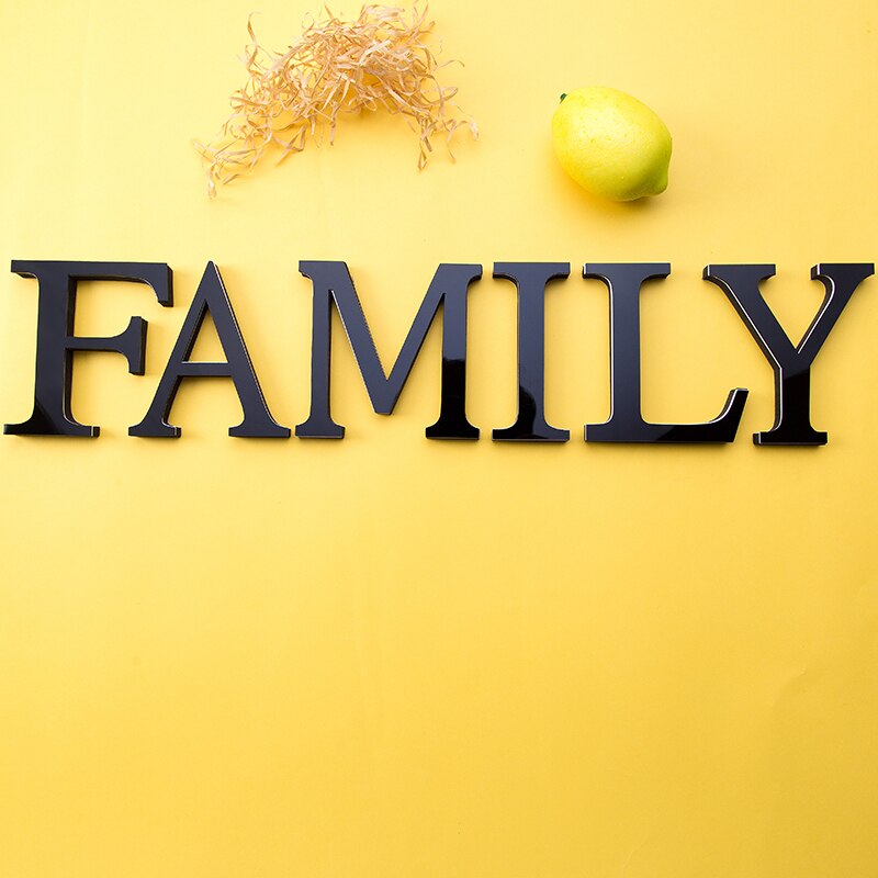 Zwart Engels Letters 3D Spiegel Muurstickers Home Decor Voor Woonkamer Slaapkamer Behang Peel &amp; Stok Spiegel Acryl Poster