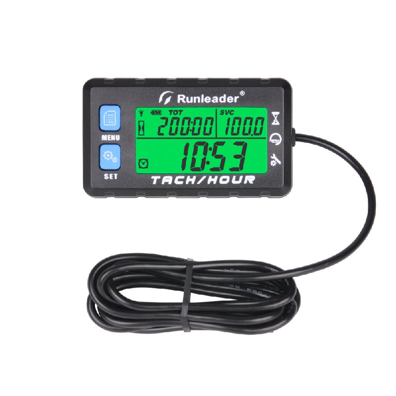 Inductive Tachometer Engine Hour Meter Gauge Alert RPM Backlit Resettable for Boat Motorcycle ATV Lawn Mower: Blue