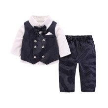 Baby boy clothes Gentleman shirt + Vest + pants autumn newborn clothing set Baby Suit Bow Tie Conjuntos roupa