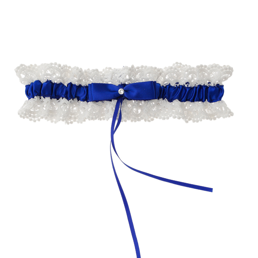 Kleurrijke bruiloft kousenband bruids douche bruid aandenken kant bloemen strass boog sexy vrouwen been kousenband dij ring dij kousenband: Ivoor
