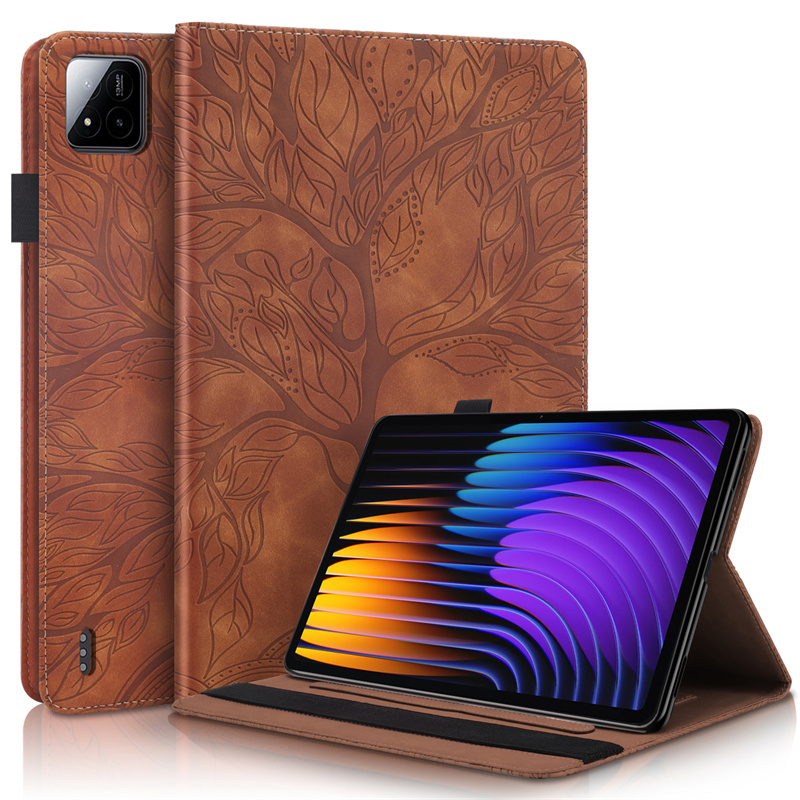 Tablette Funda pour Xiaomi Pad 7 Pro étui 11.2 "en relief arbre Flip portefeuille support étui pour Xiaomi Pad 7 Mi Pad 7 Pro tablette couverture Coque: 12.4 / Black