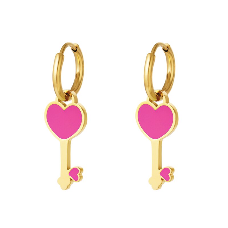 Pendientes Oorbellen Zilver Kleurrijke Enamel Cross Liefde Sleutel Hoop Earring Voor Vrouwen Wedding Charms Oorbellen Jewerly: 6