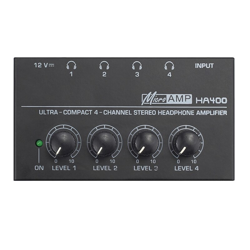 4- kanaals hoofdtelefoon stereo audioversterker, ultracompact, met voedingsadapter (eu-stekker)