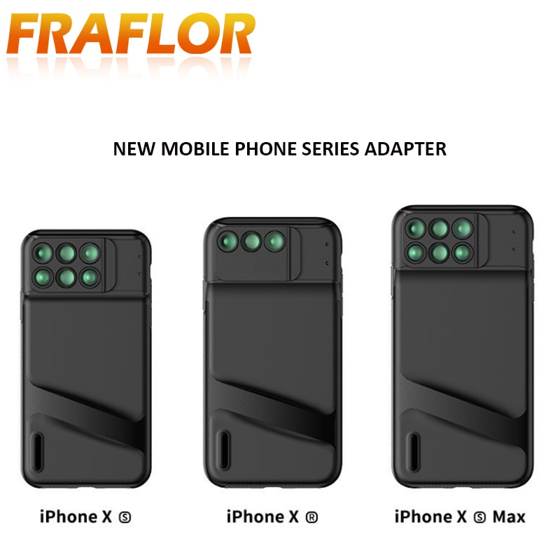 Kameralinse til iphone xs max  xr 6 in 1 telefonetui vidvinkel fiskeøje makro lente para celular telefoto slr telefon skydeobjektiv