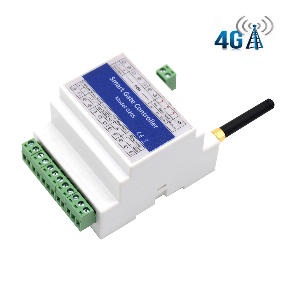 DIN-rail GSM 4G SMS Single Relay Gate Opener ON/OFF Switch For Sliding Swing Opener Power Failure Alarm
