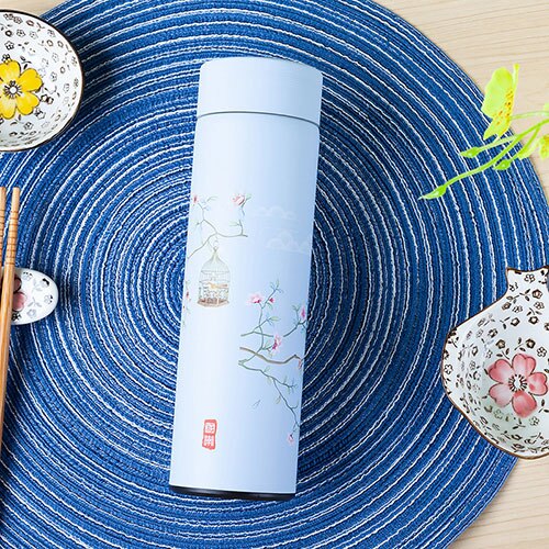 ZOOOBE 450ml chińnarty styl 304 termos ze stali nierdzewnej butelka wody z filtrem kubek termiczny na kawę Thermocup najlepszy prezent: biały