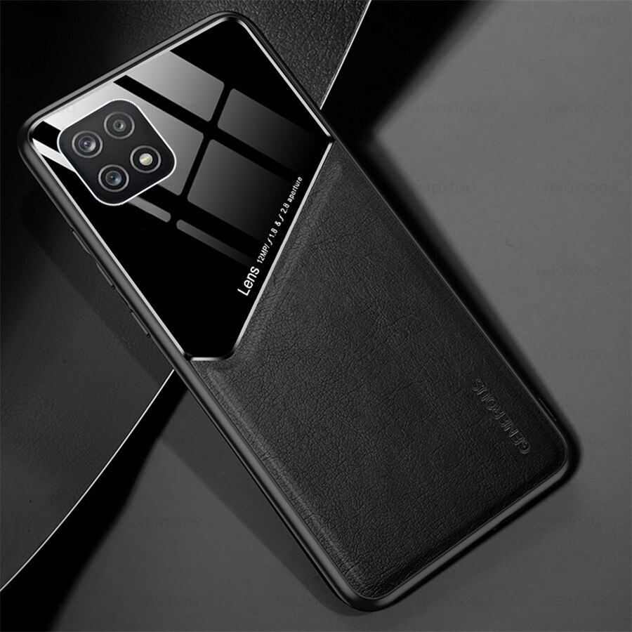 Samung A 22S Case Leather Texture Car Magnetic Holder Back Cover For Samsung Galaxy A22 4G A22S 5G TPU Frame Protect Coque: A22S 5G 6.6inches / black