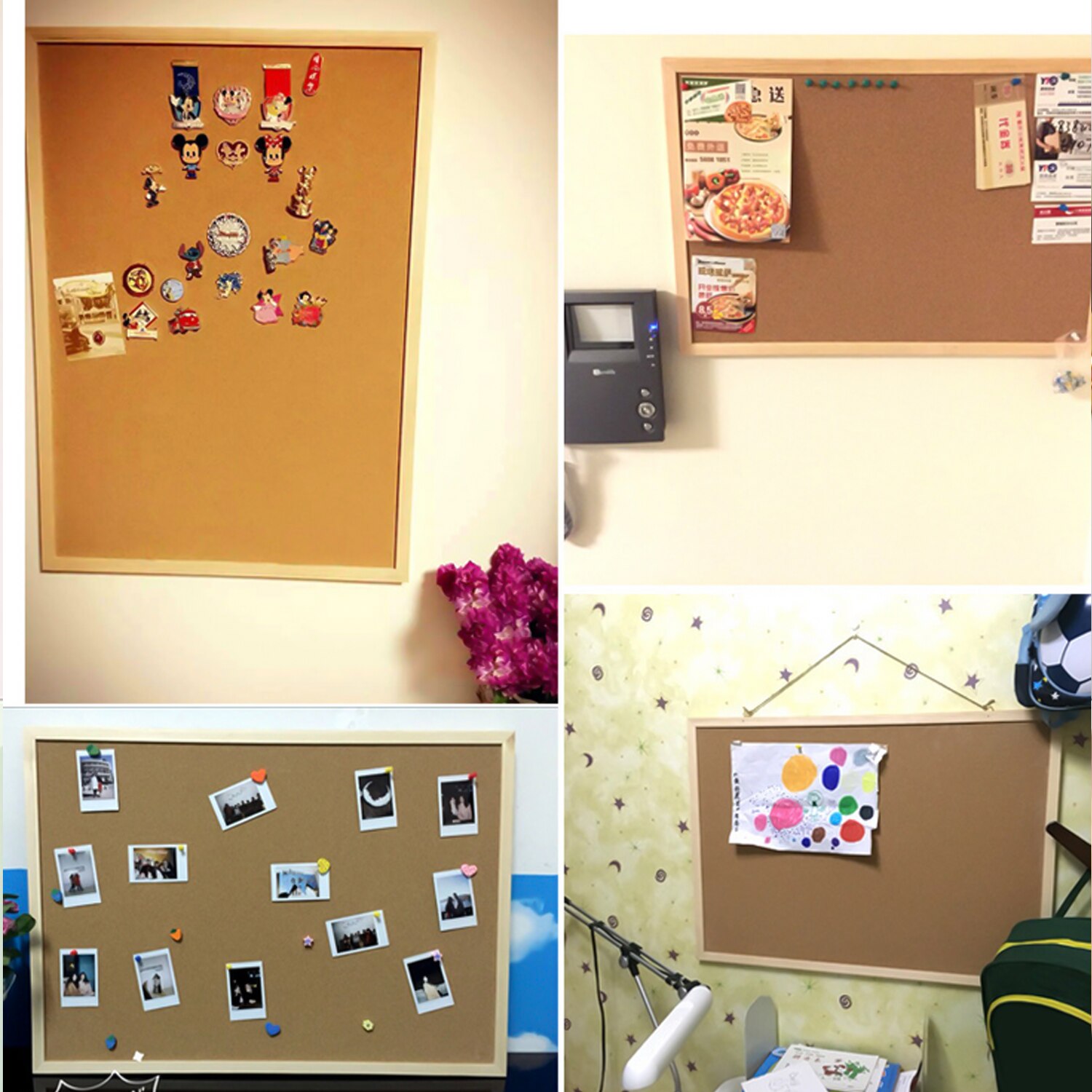 Wooden Bulletin Cork Board Memo Photos Letter Message Display Board Corkboard for Home Office School Restaurants Room Decoration
