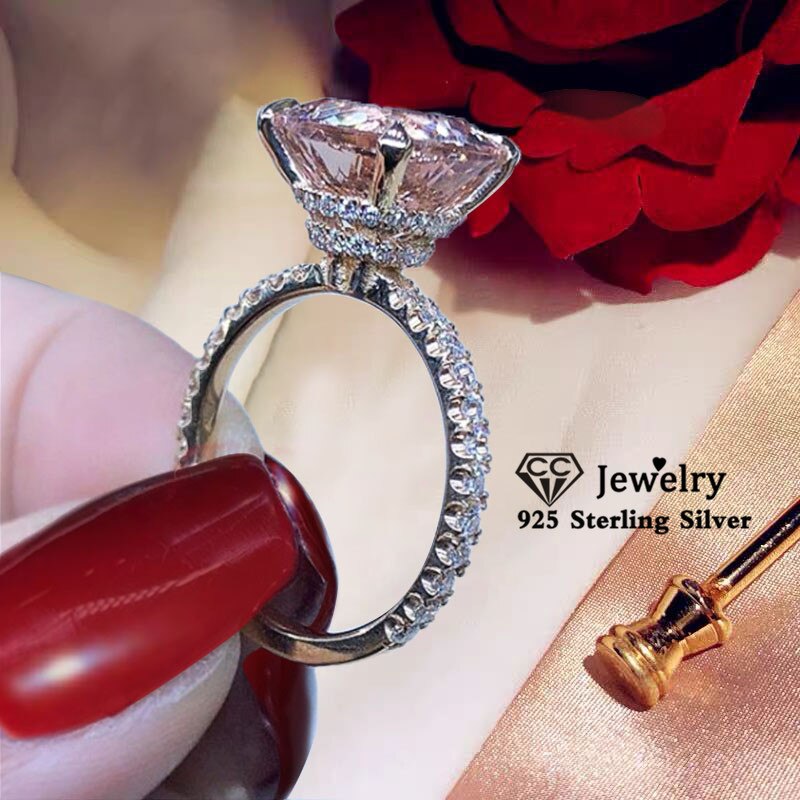 Cc Trouwringen Voor Vrouwen Rose Goud Kleur Bridal Engagement Ring Zirconia Trendy Sieraden Accessoires CC3101