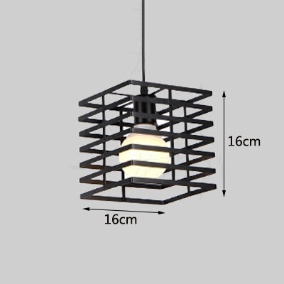 Retro industriel geometrisk sort led jern pendellamper indendørs belysning korridor restaurant soveværelse sengekasse hængelampe: O