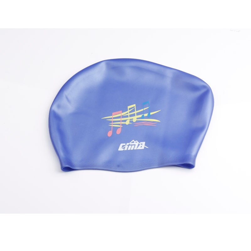 Swimming Cap Women Silicone Long Hair Extra Large Big Waterproof Swim Hat for Lady with Ear Cup Protect Elastic Swimming Caps: Blue Music